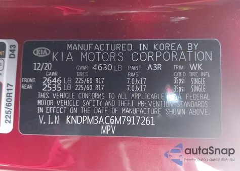 2021 Kia Sportage Lx from USA, damaged, VIN KNDPM3AC6M7917261